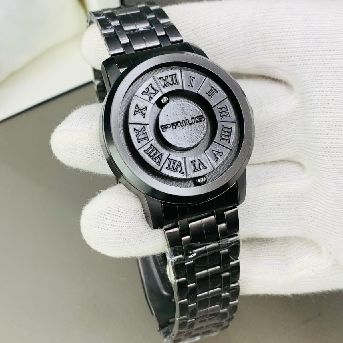 Black Stainless Steel Magnetic Ball Watch Providing Modern Design Everyday Style Support – With Box