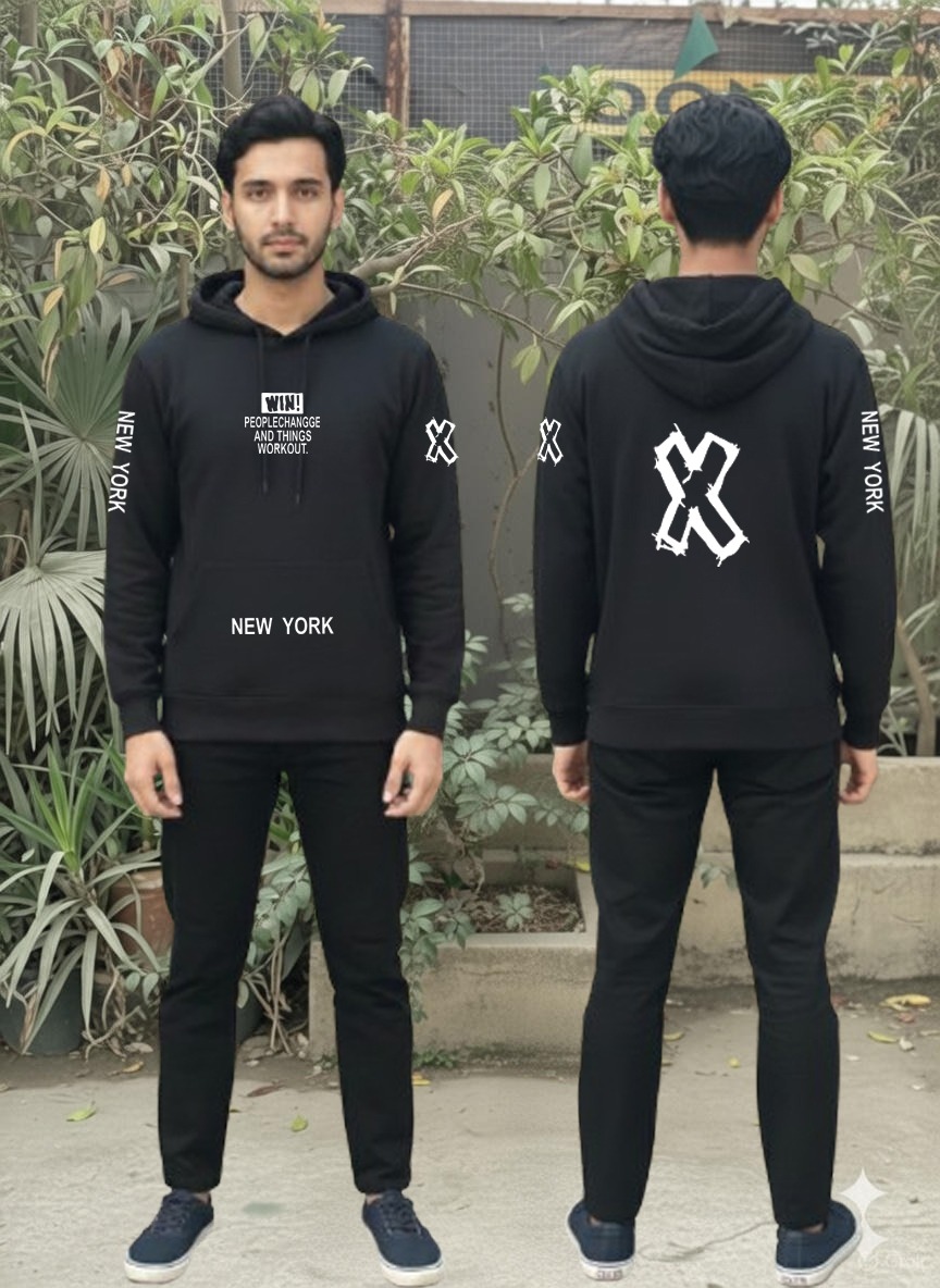 Urban Edge "WIN" Performance Tracksuit – Men’s Premium Heavyweight Fleece Hoodie Set with New York Signature Graphics - Image 2