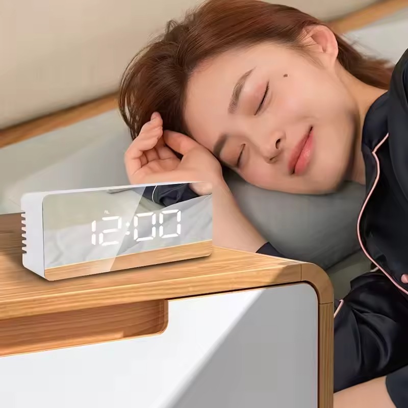 Digital LED Mirror Alarm Clock Modern Display With Time Temperature And Daily Use Convenience (Random Color) - Image 2