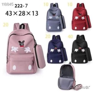 Mickey Mouse Backpack Set With Matching Pencil Case Cartoon Hand Graphics Nylon Printed Design 43x13x31 Cm